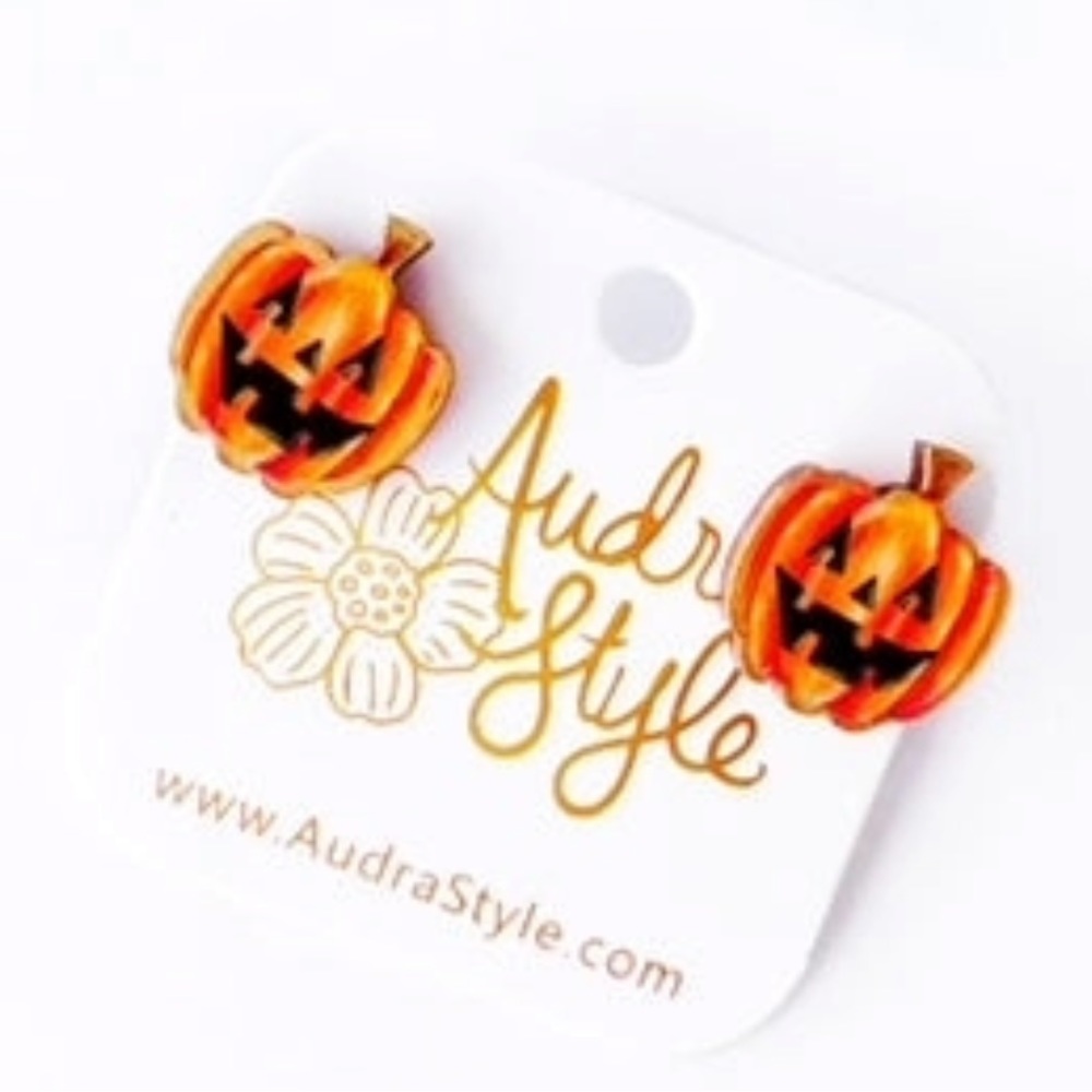 Fall Halloween Statement Earring Jack-O-Lantern Stud